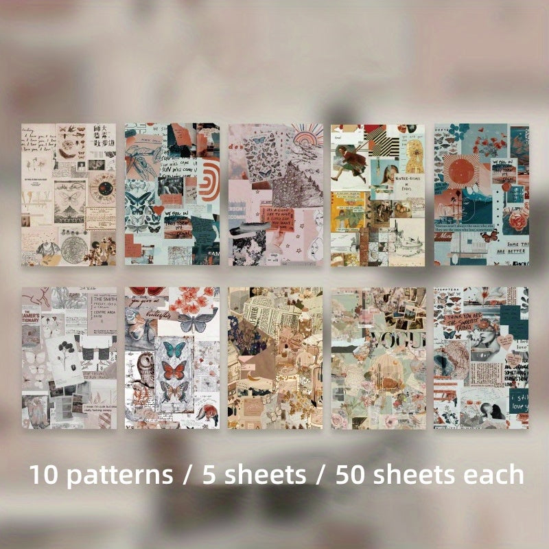 Retro Collage Paper for DIY Greeting Card and Journal, Romantic Notes