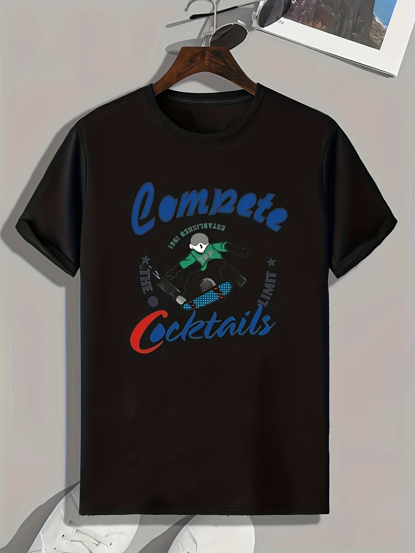 Skateboarding Boy Graphic Print Men's Tee
