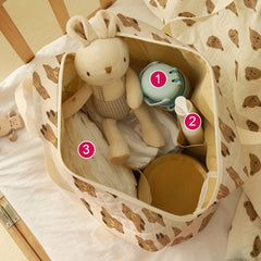 Teddy Bear Print Diaper Bag with Wet Dry Compartments