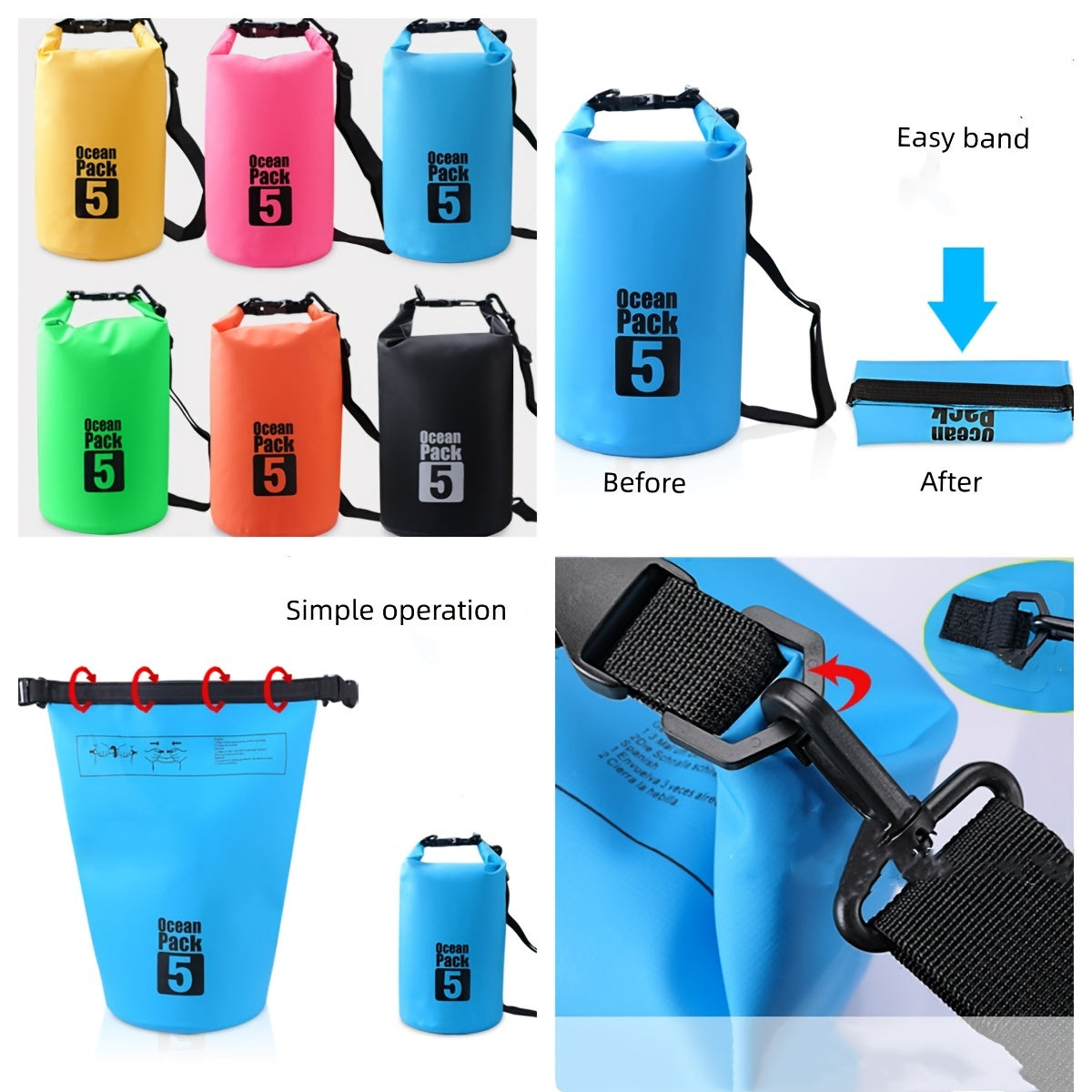 Waterproof PVC Backpack for Beach Rafting Swimming Kayaking