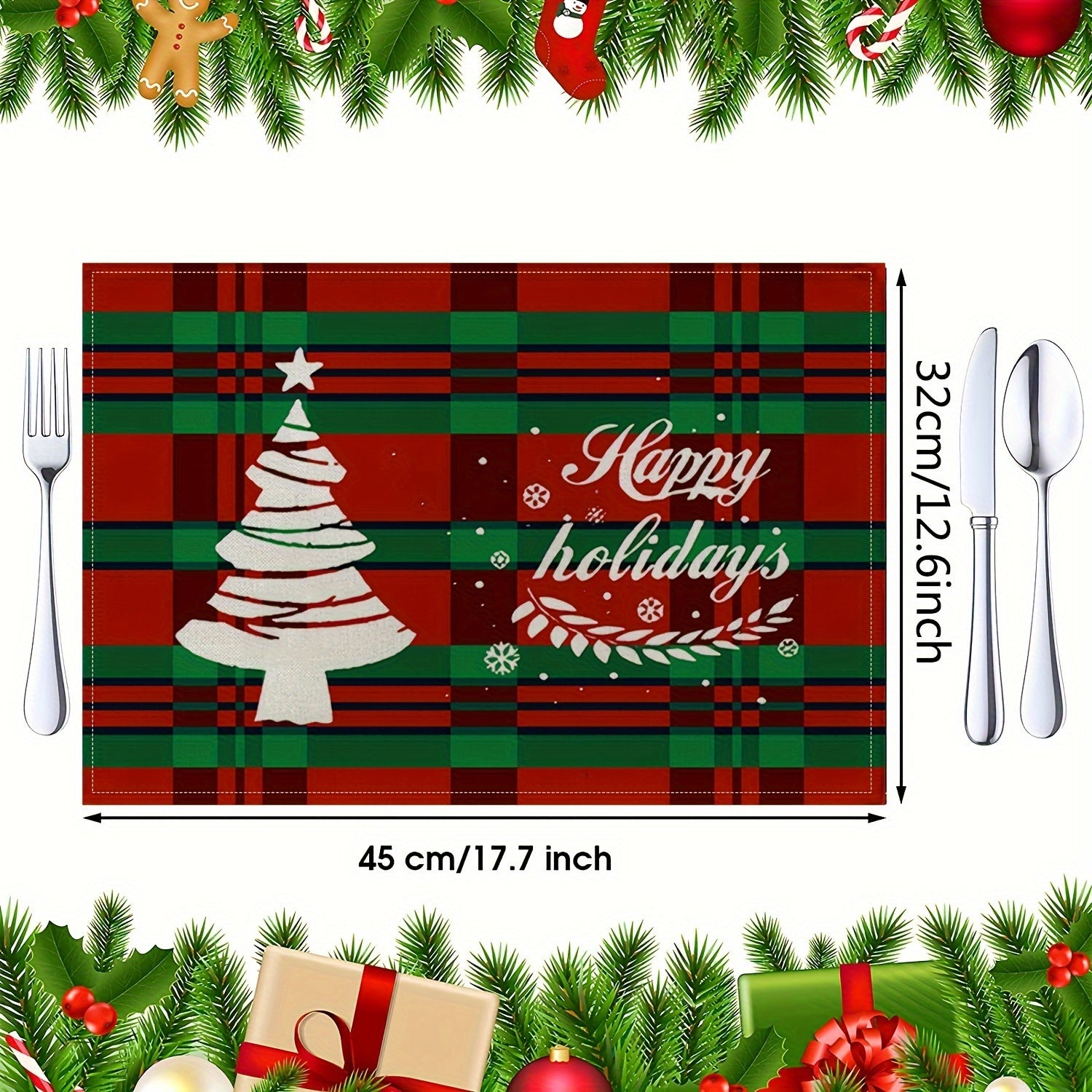 6pcs Christmas Tablecloths Heat Insulation Pad Napkin Set