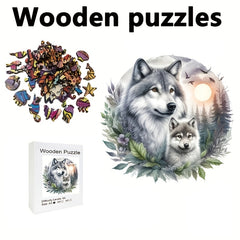 Expert Wolf Wooden Puzzle for Adults Unique Irregular Circular Pieces