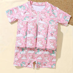 Baby Girls Unicorn Swimsuit Short Sleeve One Piece Buoyancy Summer Clothes