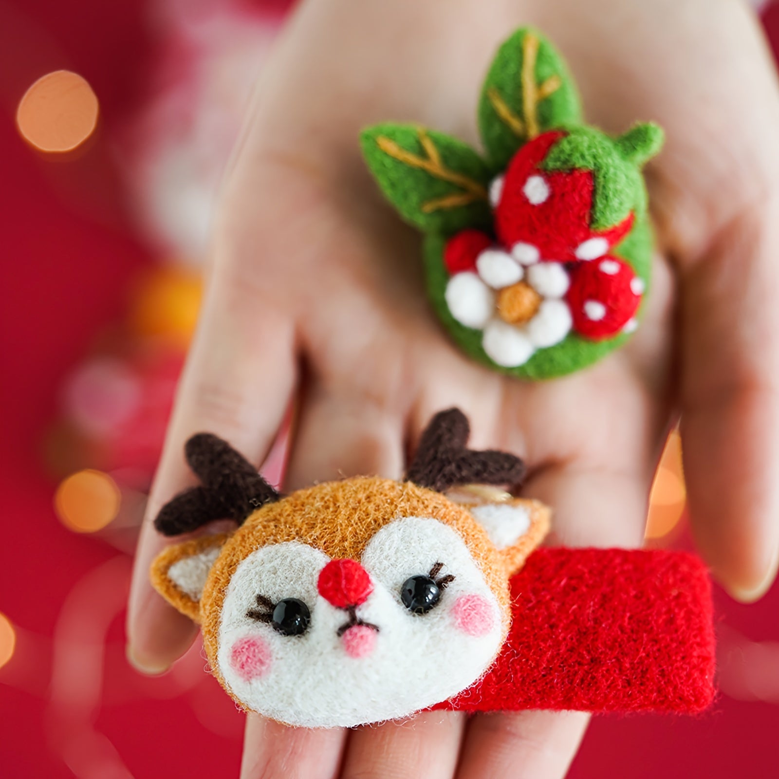 Wool Needle Felting Kit Deer Hairpin Needle Felting Kits DIY Art Craft