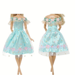 Green Floral Lace Mini Dress for 29 Dolls - Perfect Party Outfit