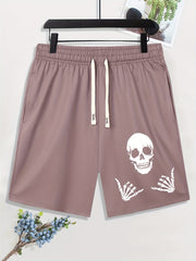 Skull Element Graphic Print Men's Drawstring Stretchy Short Pants
