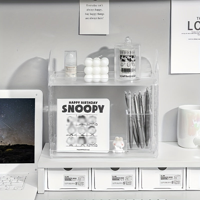 Desktop Storage Rack Acrylic Glacier Pattern Office Workstation