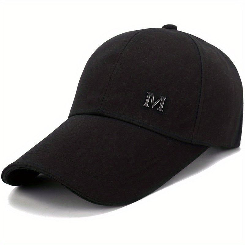 Men's Plain Long Bill Snapback Cap UV Protection Baseball Cap