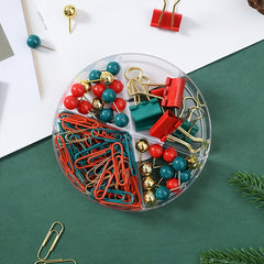 Assorted Paper Clips Set with Tial Clips and Round Box