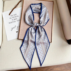 Dotted Stripe Skinny Scarf Plaid Print Neck Tie Scarf