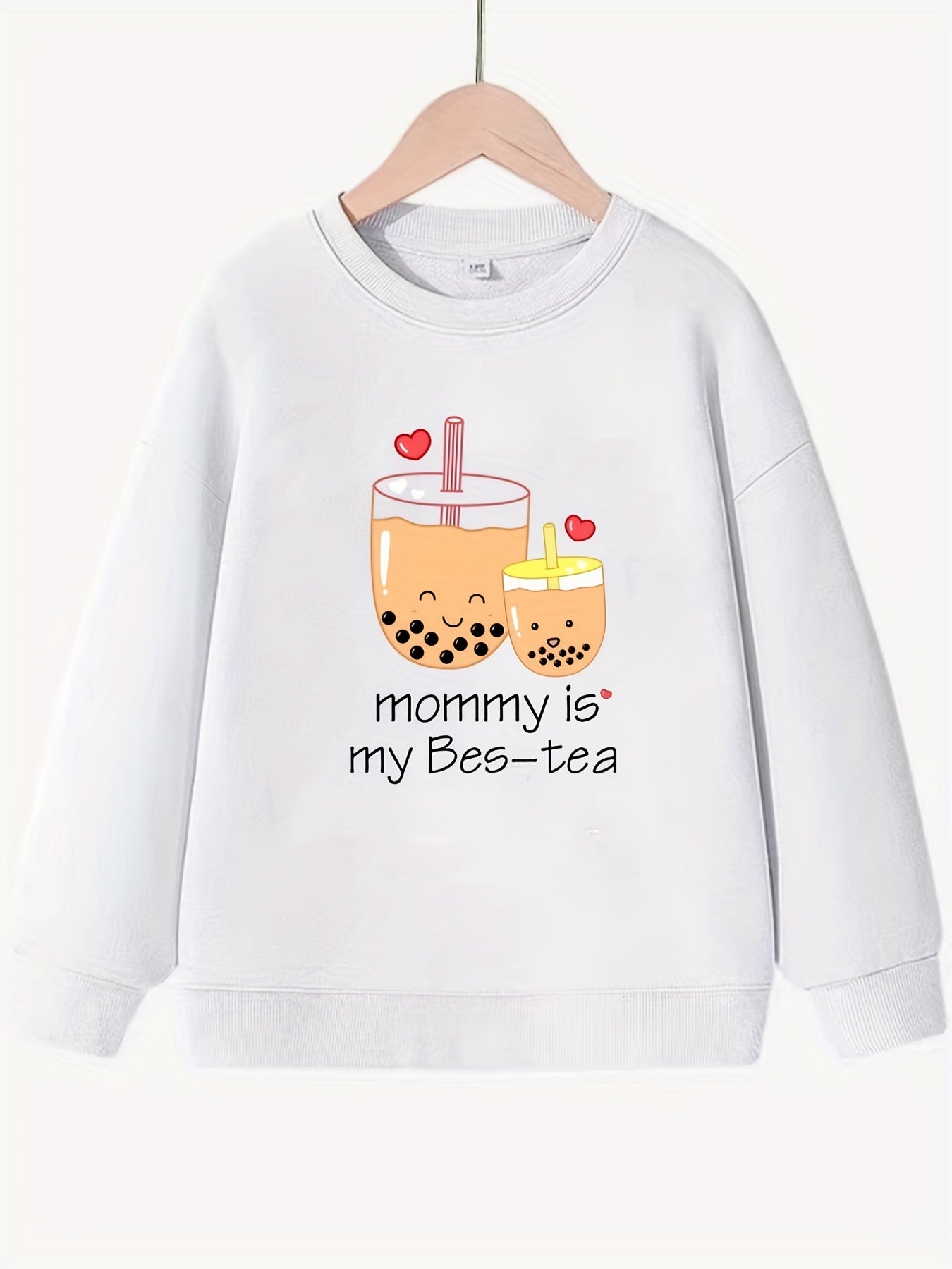 Bubble Tea 'Mommy' Pattern Sweatshirt for Girls