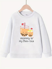 Bubble Tea 'Mommy' Pattern Sweatshirt for Girls