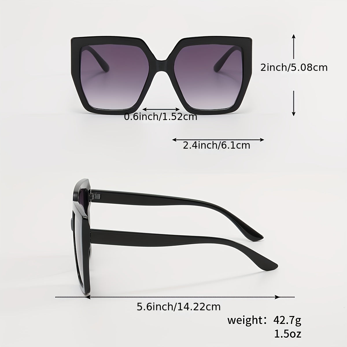 Large Square Frame Sunglasses Gradient Lens Glasses UV400