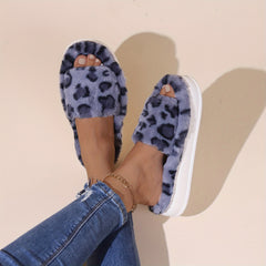 Plaid Pattern Open Toe Fuzzy Slippers Women's Sandals