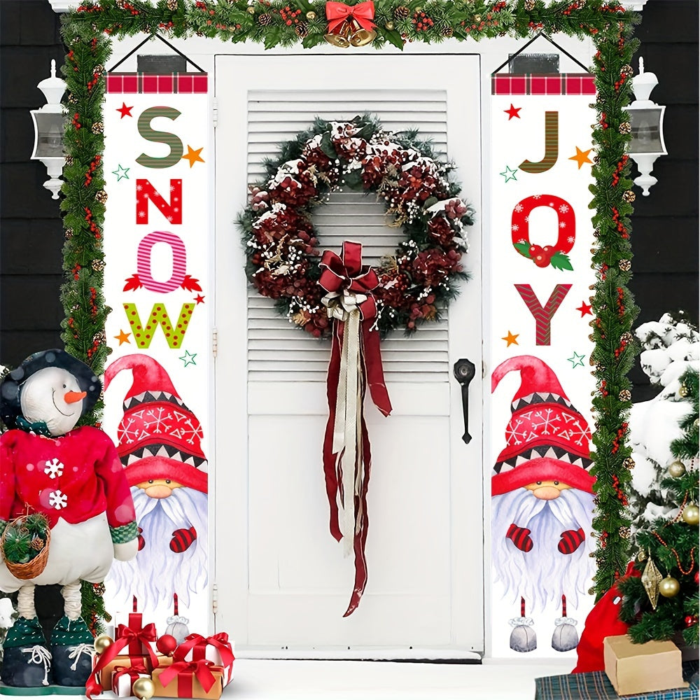 2pcs Christmas Porch Signs Merry Christmas Hanging Banners Holiday Home Decor