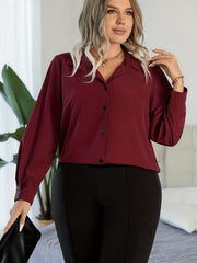 Button Up Lantern Sleeve Blouse