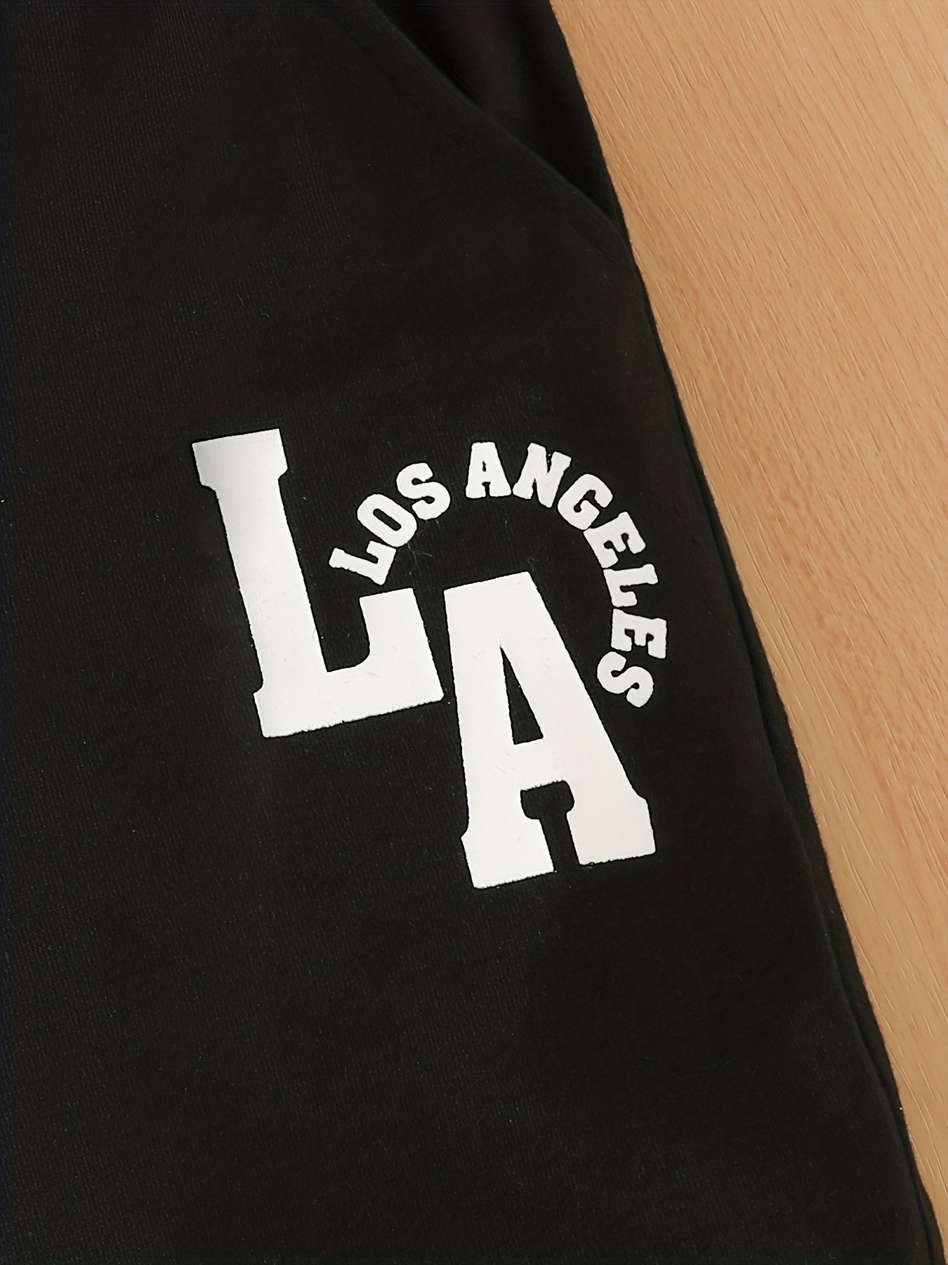 Boys LA Letter Graphic Print Tee&Shorts Set Summer Kids Clothing