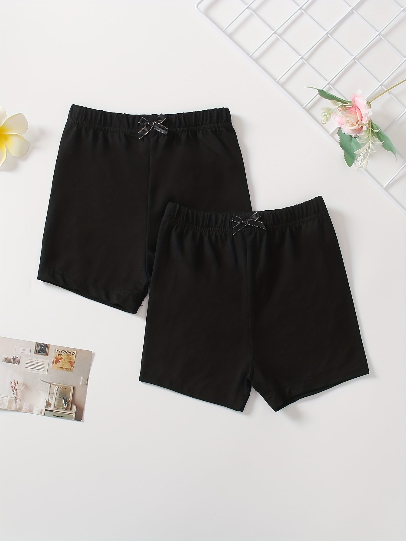Girls' 2 Packs Basic Cartwheel Shorts, Thin & Comfy Fit
