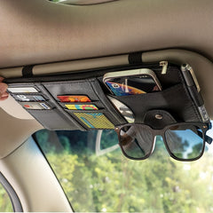 Leather Car Sun Visor Organizer Pocket Pouch & Accessories Holder