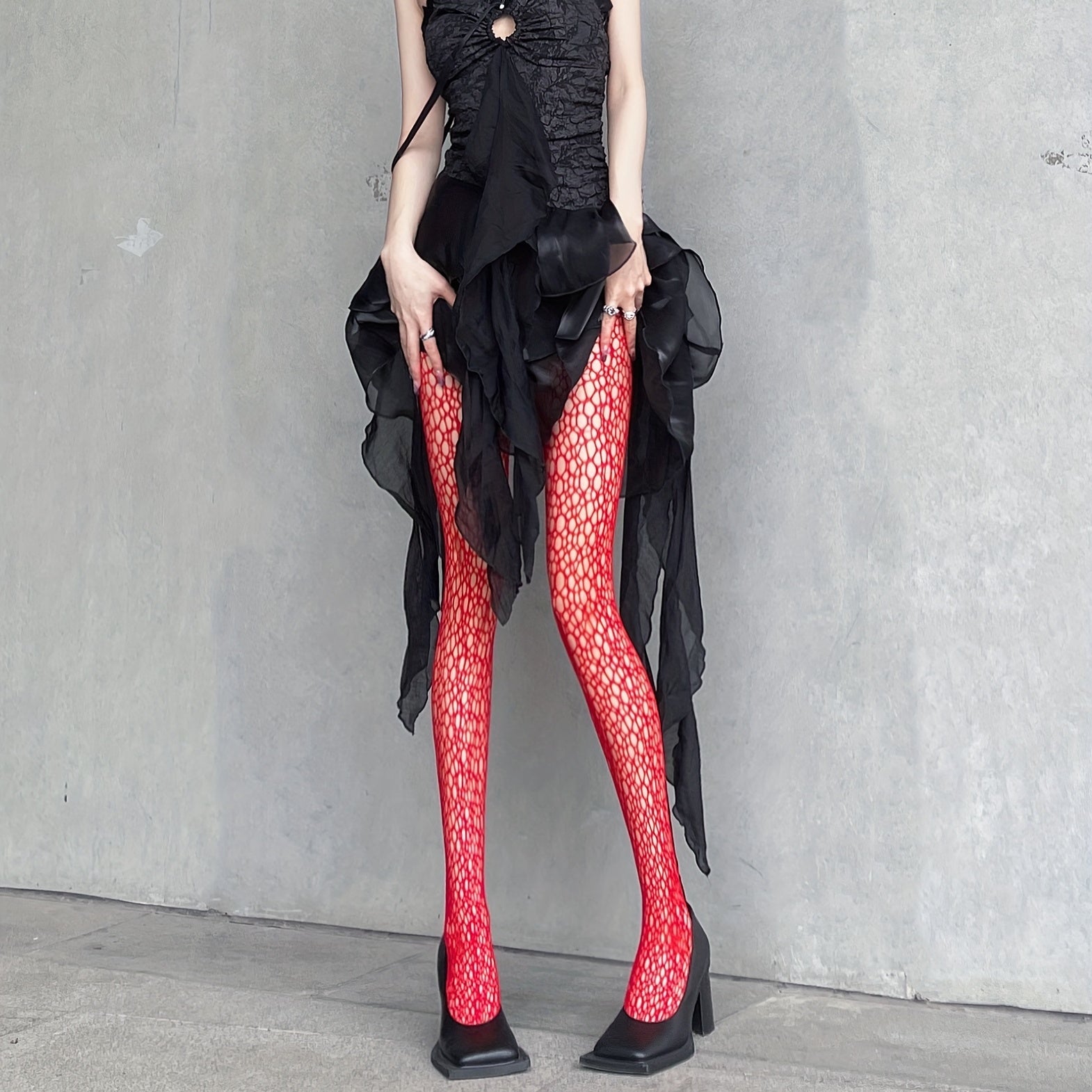 High Waist Fishnet Tights Hollow Out Mesh Pantyhose