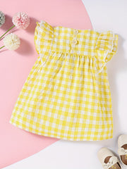 Baby Girls Plaid Ruffle Trim Dress for Summer