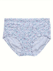 4 Pack Plus Size Panties Set Women's Plus Ditsy Floral Print High Waist