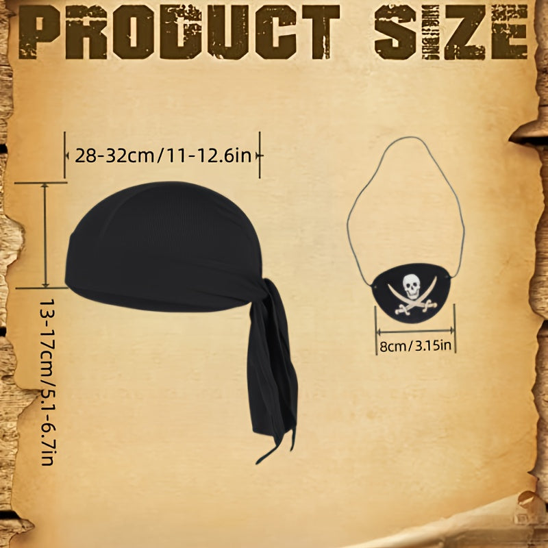 Pirate Bandana & Eyepatch Set Skull Cosplay Costume Accessory