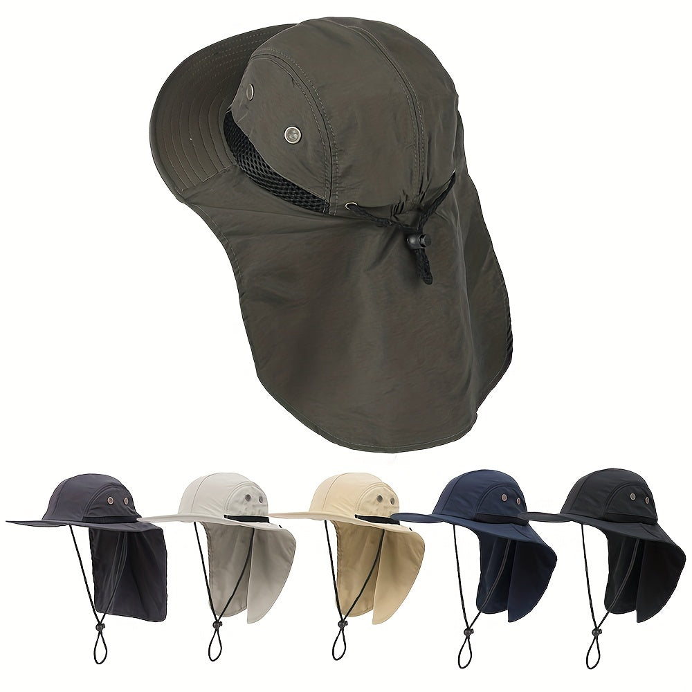 Outdoor Sun Hat with Neck Flap Wide Brim UPF 50