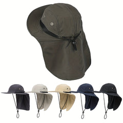 Outdoor Sun Hat with Neck Flap Wide Brim UPF 50