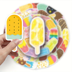50pcs Colorful Popsicle Ice Cream Stickers for Laptops Water Bottles Skateboards