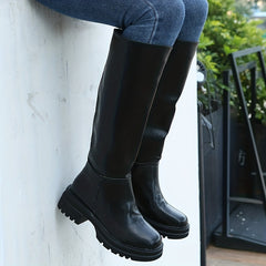 Women's Knee High Boots Round Toe Solid Stretch Long Boots