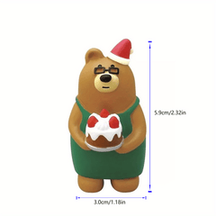 Christmas Cat Tree Cake Bear Resin Ornament Home Decor