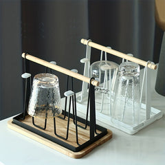 Cup Drain Rack with 6 Hooks - Coffee Mug and Tea Cup Storage