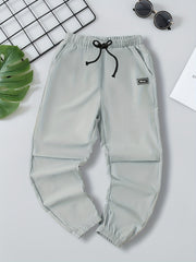 Boys Casual Letter Print Elastic Waist Pants