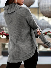 Solid Long Sleeve Turtleneck Pullover Jumper