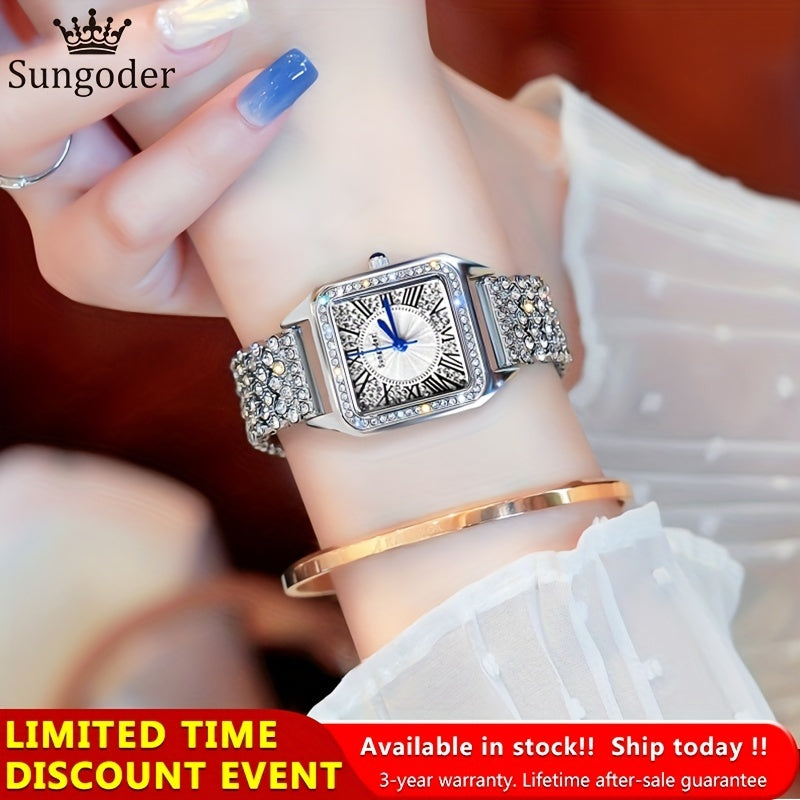 SUNGODER Rhinestone Quartz Analog Wristwatch