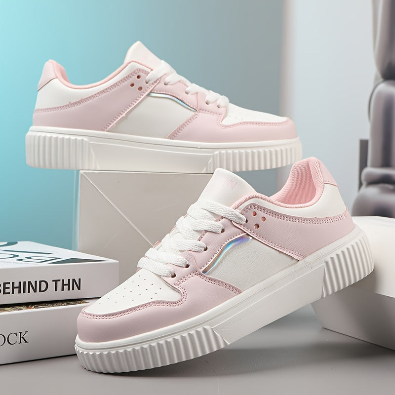 Casual Platform Sneakers Women Thick Sole Lace-up Skate Shoes