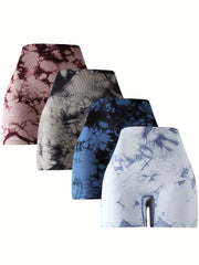 Tie Dye Shorts 4 Pack High Waist Sporty Casual Shorts Women's Clothing