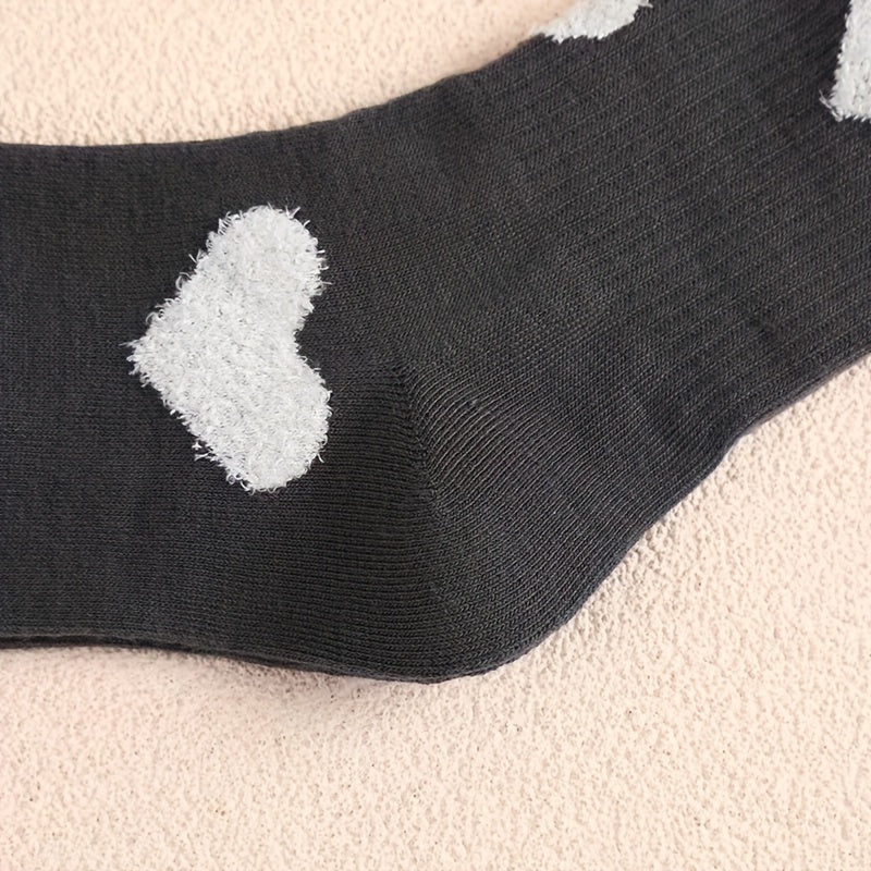 3 Pairs Heart Pattern Socks Mid Tube Stockings