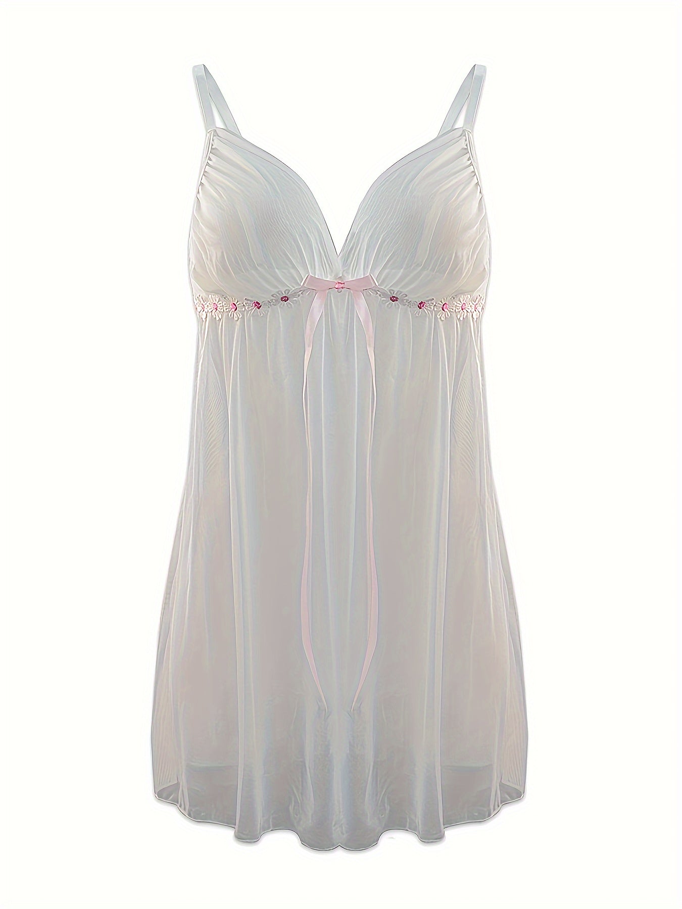 Sultry Mesh Slip Nightdress V Neck Backless Sleep Dress Women's Sleepwear
