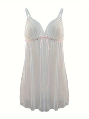 Sultry Mesh Slip Nightdress V Neck Backless Sleep Dress Women's Sleepwear