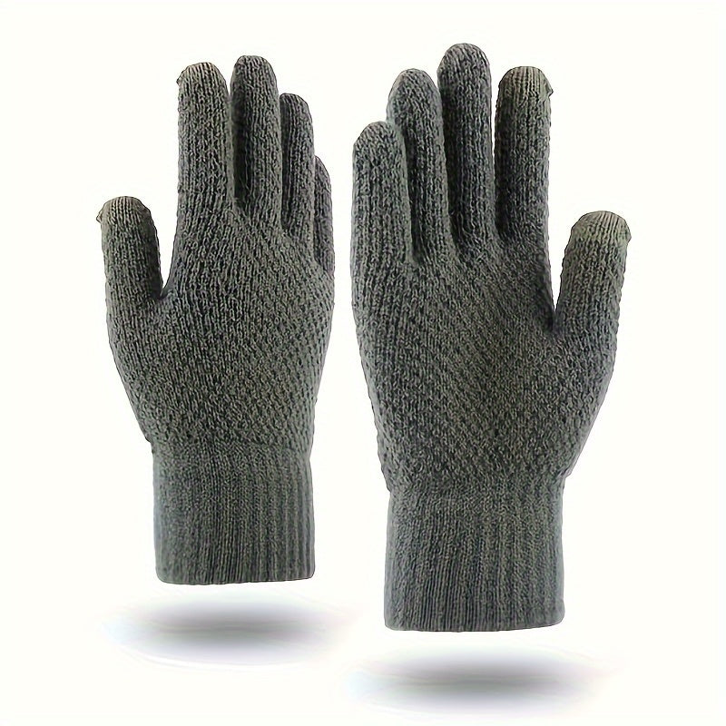 Knitted Pineapple Pattern Gloves for Men Women Non Slip Warm Gloves