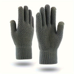 Knitted Pineapple Pattern Gloves for Men Women Non Slip Warm Gloves