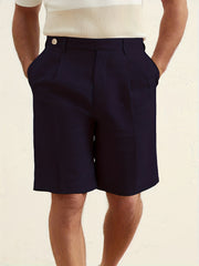 Solid Cotton Classic Dress Shorts Men's Formal Summer Business Wedding Party