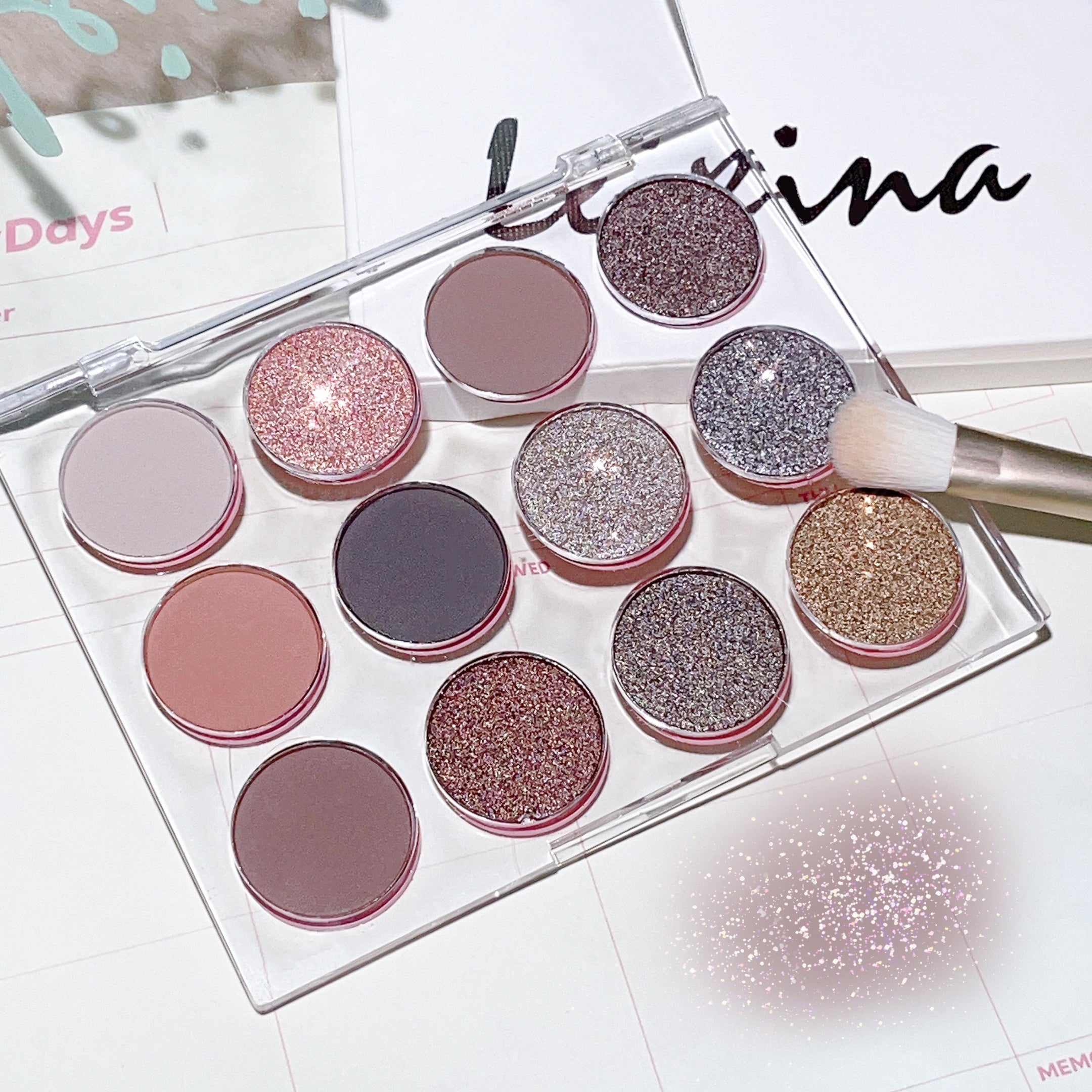 12-Color Eyeshadow Palette Natural Nude Makeup Matte Shimmer Glitter Pigment