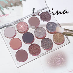 12-Color Eyeshadow Palette Natural Nude Makeup Matte Shimmer Glitter Pigment