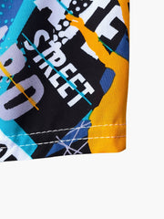 Boys Cartoon Graffiti Print Shorts for Summer Sports