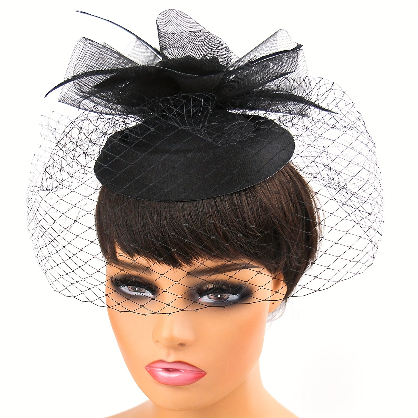 Vintage Fascinator Hat with Veil Flower Hair Clip for Women