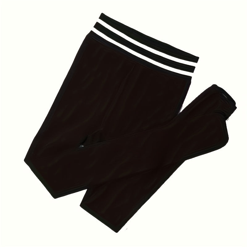 Striped Trim High Waist Slim Leggings Women's Stockings