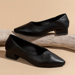 Women's Chunky Heel Point Toe Slip On Shoes